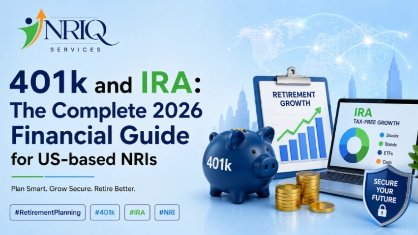 401k and IRA retirement planning guide for US-based NRIs covering tax rules, RNOR, DTAA, rollovers, and returning to India in 2026.