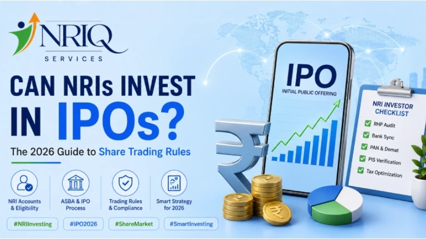 NRI investing in Indian IPOs using NRE/NRO accounts, ASBA, Demat account, and share trading rules in 2026.