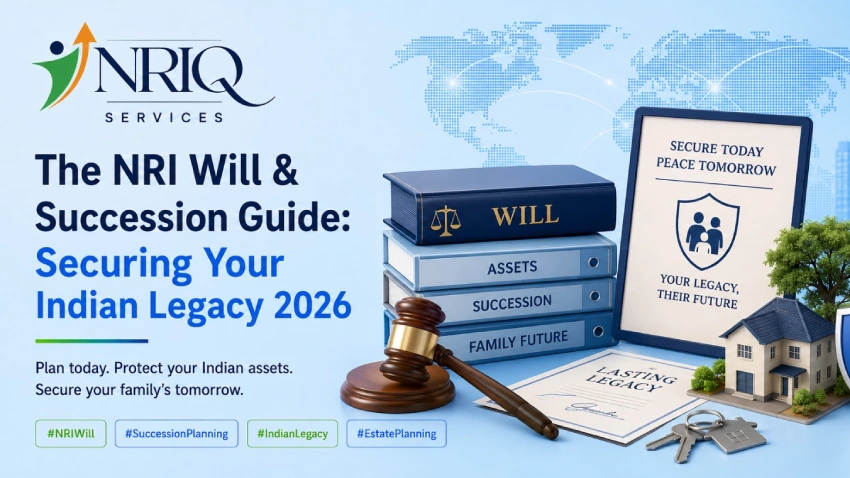 NRI Will and Succession Guide explaining Indian inheritance laws, estate planning, succession, wills, and legal documentation for NRIs in 2026.