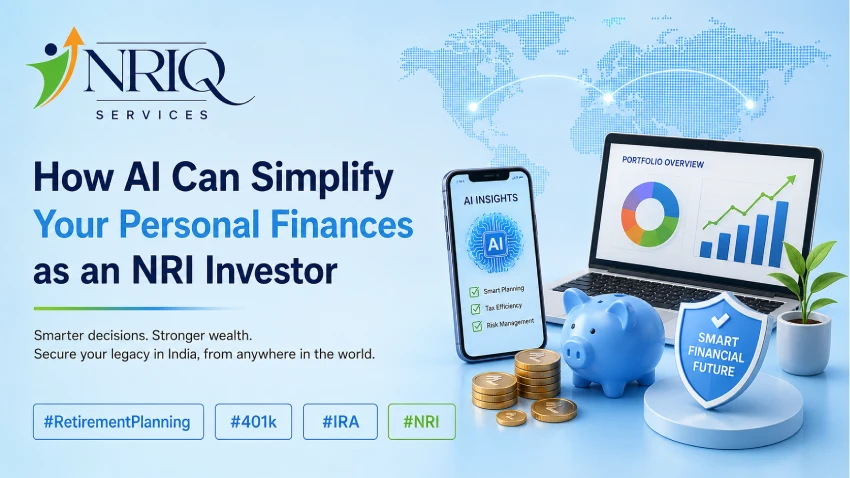 AI helping NRI investors manage personal finances through tax filing, FEMA compliance, smart remittances, portfolio management, and fraud detection.